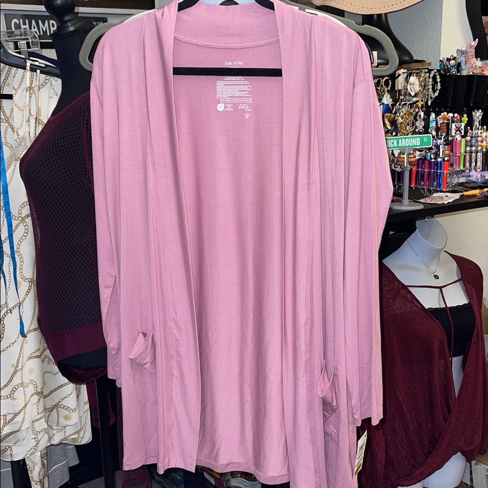 State of Day Women's Mauve Orchid Knit Open Front Pajama / Lounge Cardigan NWT - Picture 2 of 4
